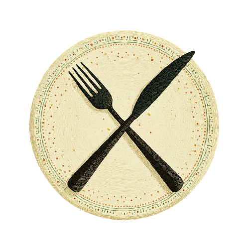 Fork and knife on plate illustration