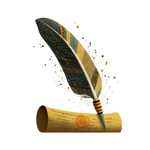 Quill and scroll illustration